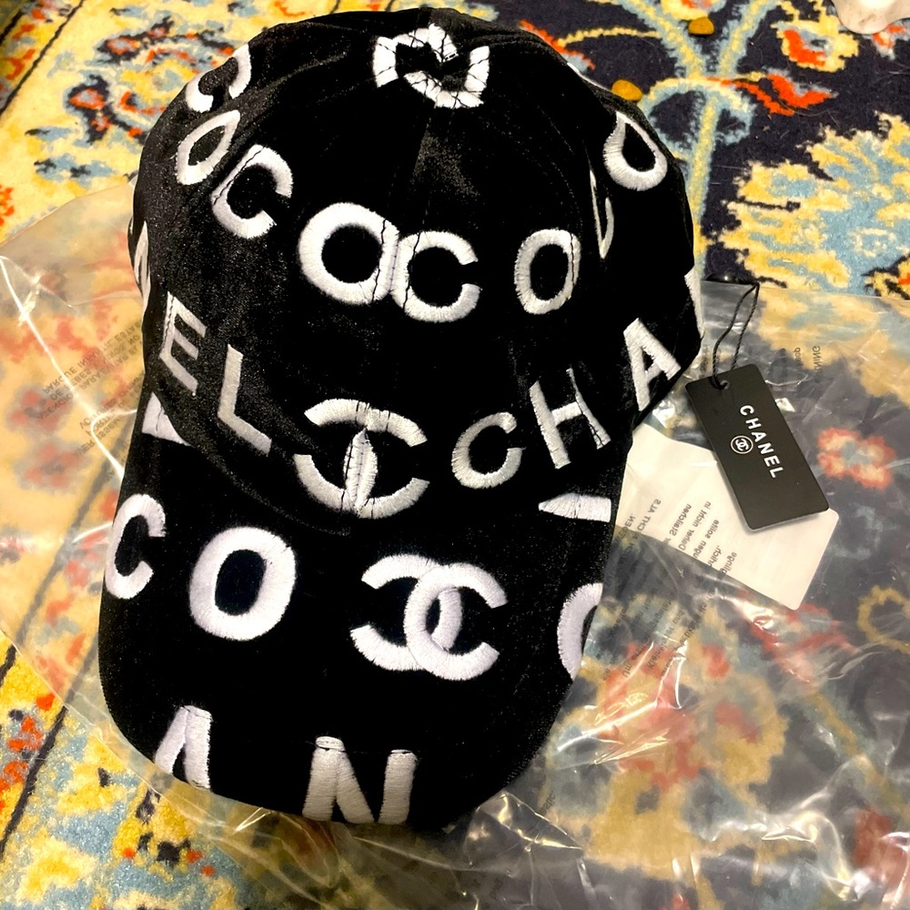 CHANEL Black Suede Baseball Cap